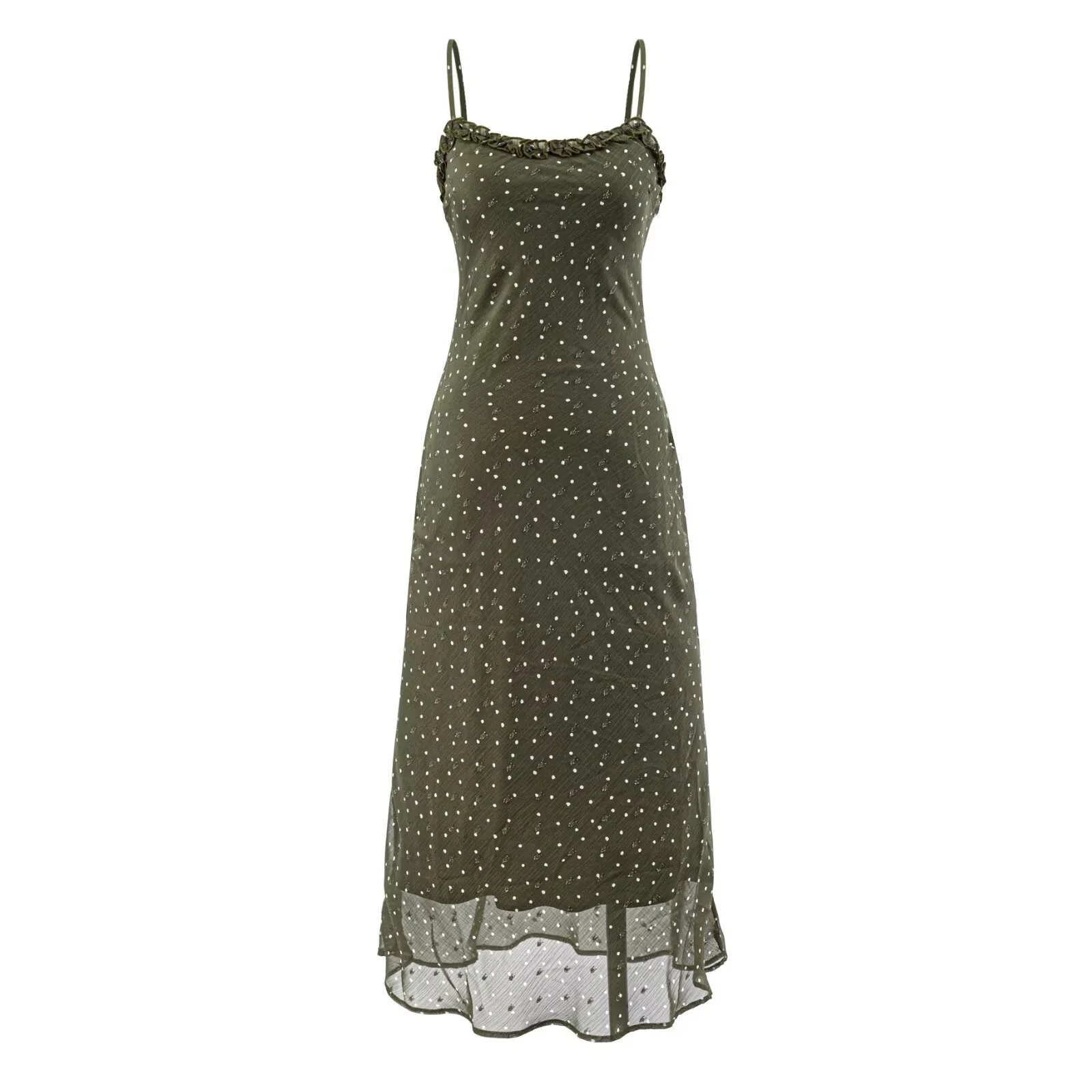 Damen Maxikleid mit zarten Spaghettiträgern und Punktmuster R&B - Image 6