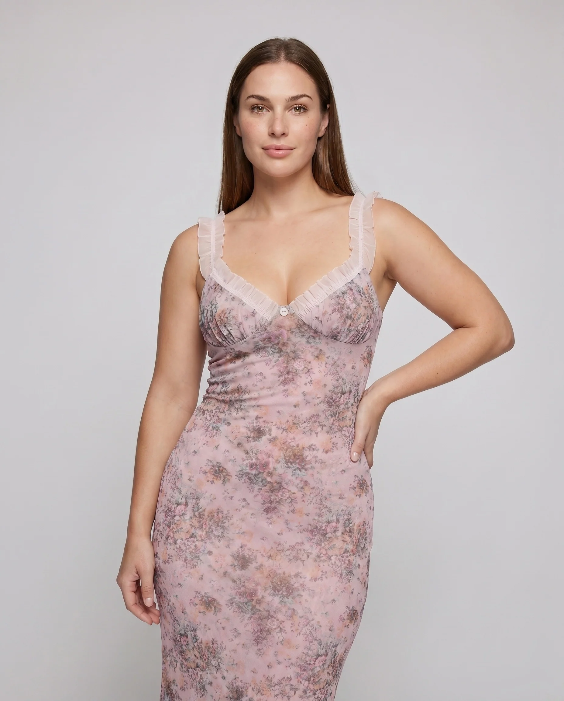 Damen Maxikleid mit zarten Spitzenakzenten und floralem Design R&B - Image 2