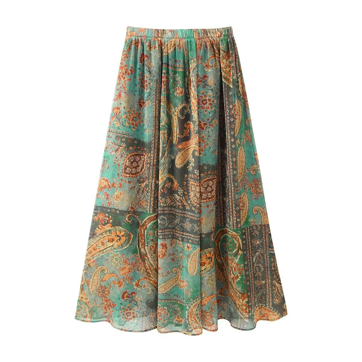 Damen Maxirock im eleganten Paisley-Muster mit elastischem Bund R&B - Image 2