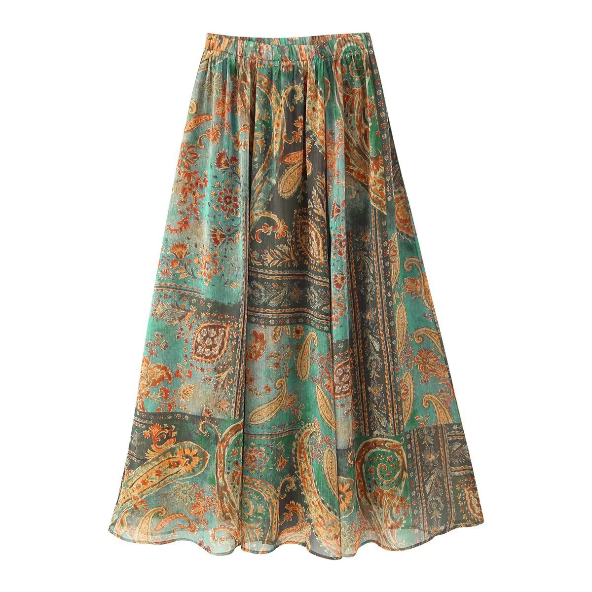 Damen Maxirock im eleganten Paisley-Muster mit elastischem Bund R&B - Image 5