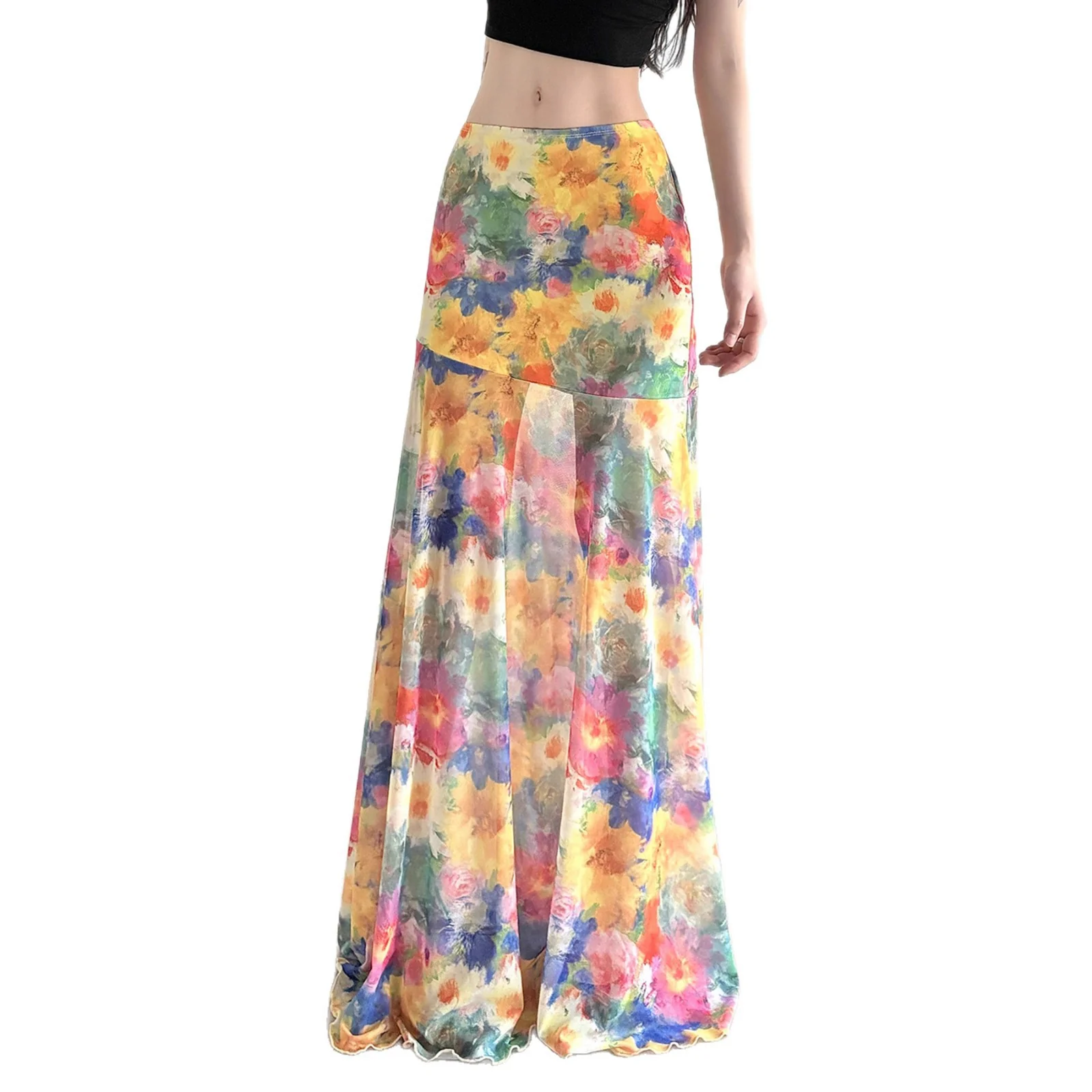 Damen Maxirock mit floralem Muster und ausgestelltem Schnitt Heidi-Mode - Image 5