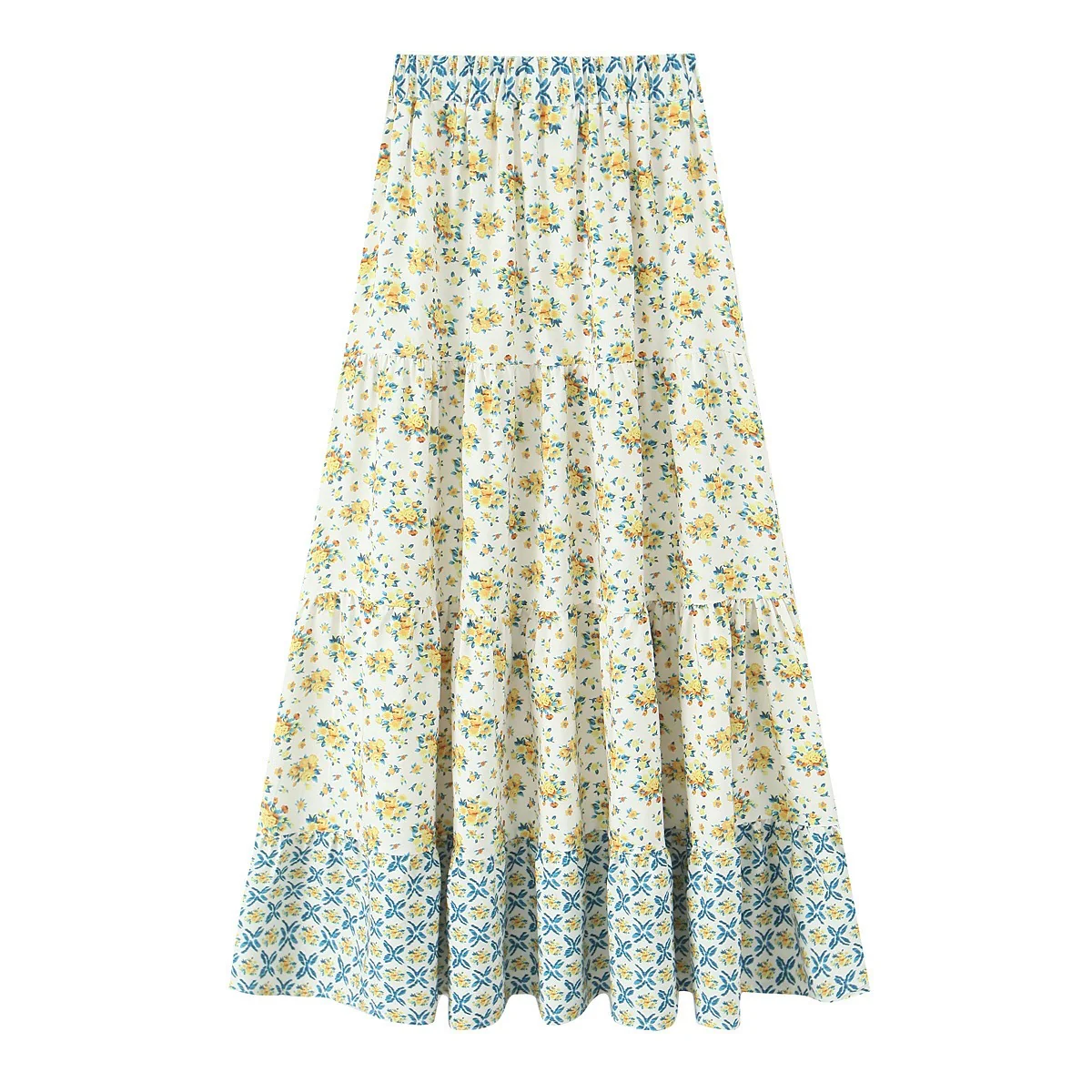 Damen Maxirock mit verspieltem Patchwork-Muster und voluminöser Silhouette R&B - Image 4