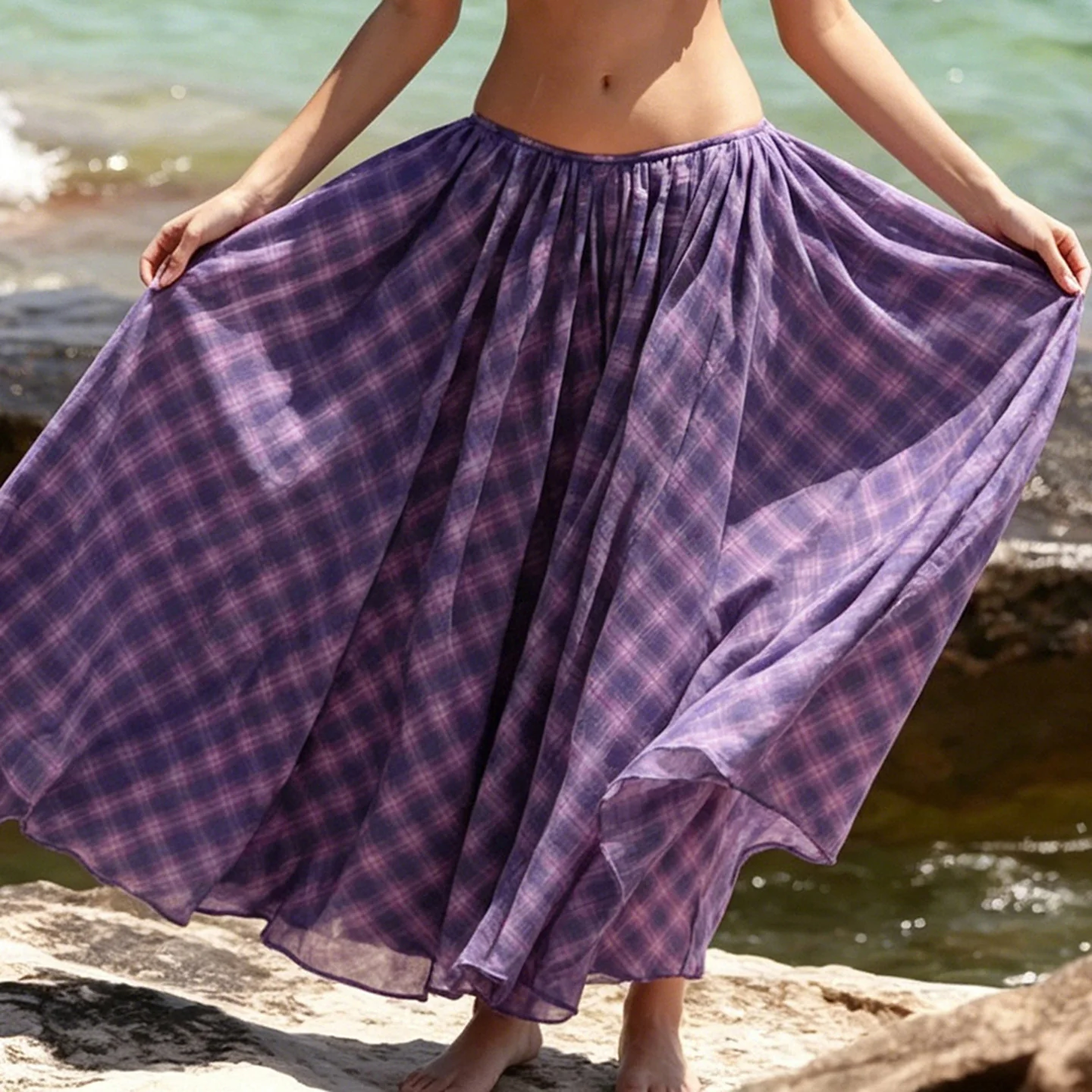 Damen Maxirock mit weitem Schnitt und luftiger Webart R&B - Image 4