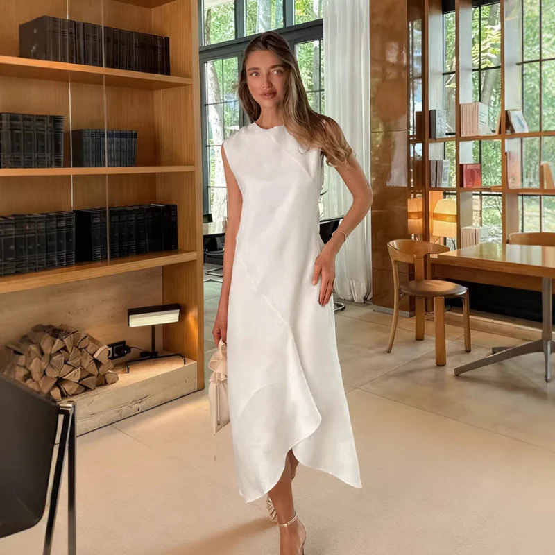Damen Midi-Kleid mit asymmetrischem Saum und elegantem Schnitt R&B - Image 5