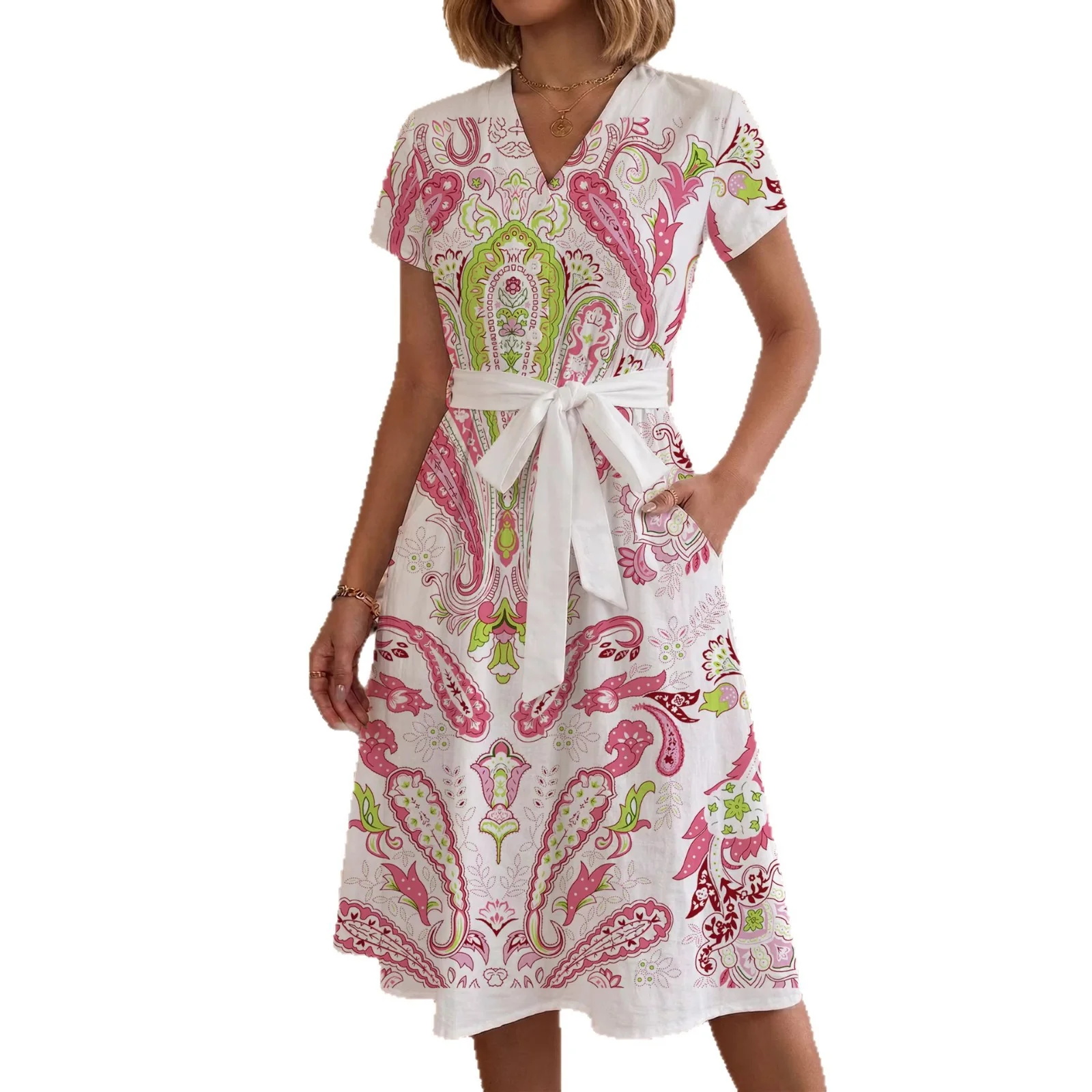 Damen Midi Kleid mit floralen Akzenten und tailliertem Schnitt R&B - Image 5