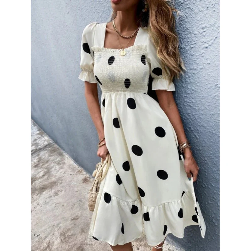 Damen Midi-Kleid mit lässigem Schnitt und großen Punkten R&B - Image 2