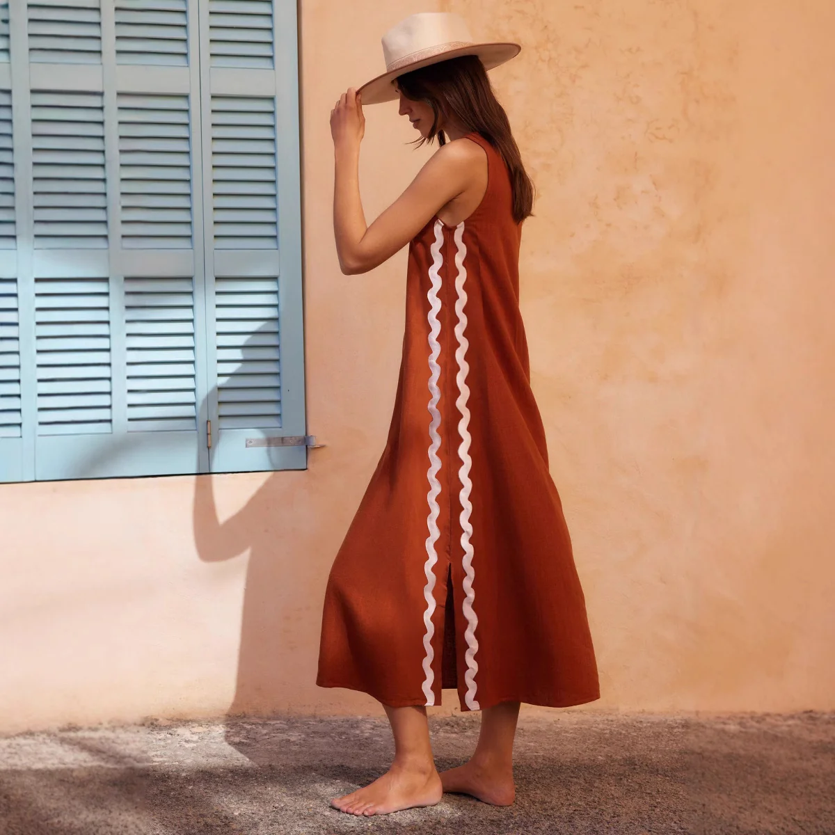 Damen Midi-Kleid mit lässigem Schnitt und seitlichen Schlitzen R&B - Image 2
