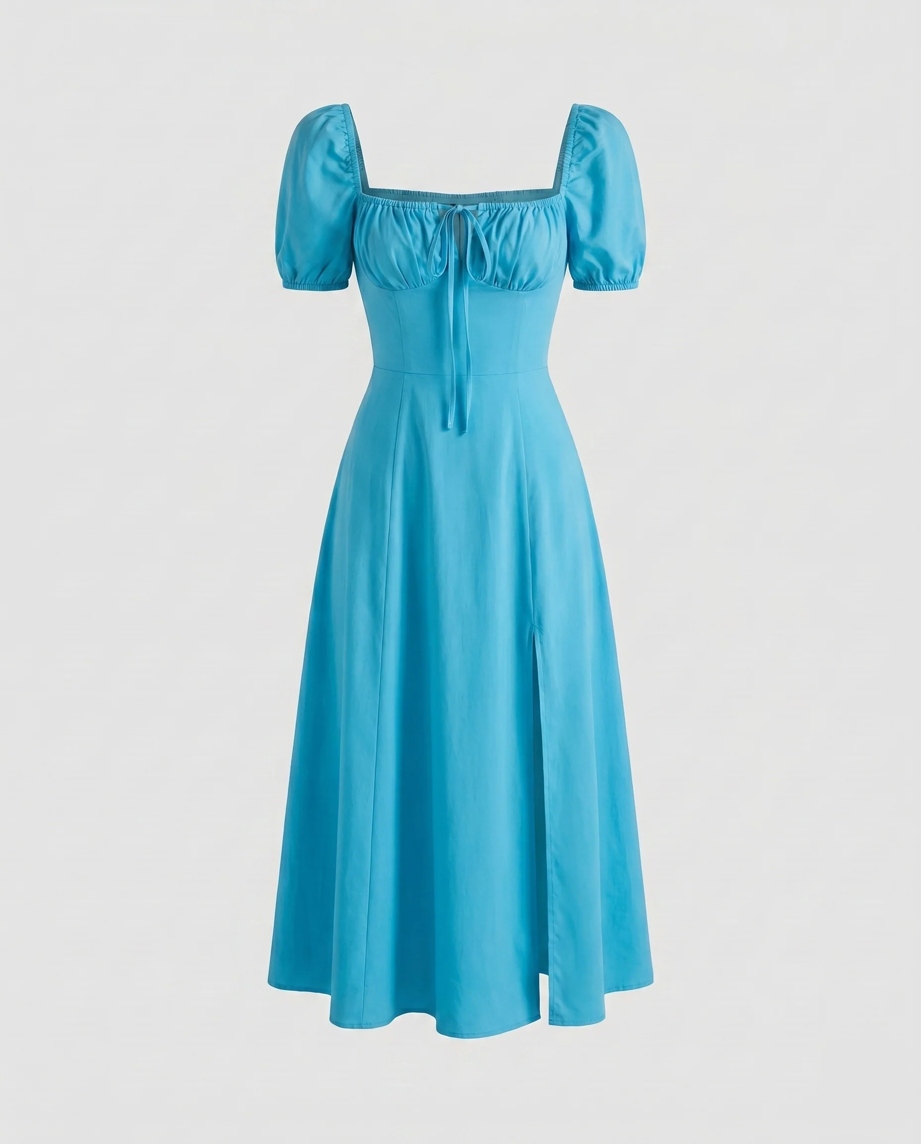 Damen Midi-Kleid mit Puffärmeln und quadratischem Ausschnitt R&B - Image 7