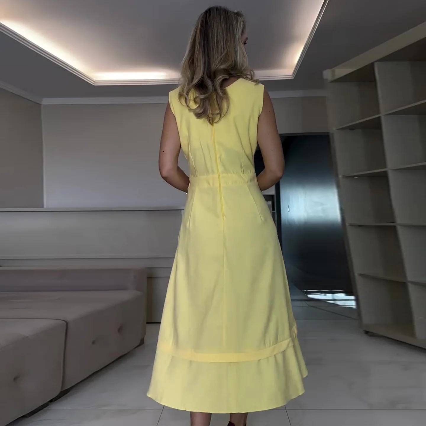 Damen Midi-Kleid mit schmeichelndem Schnitt und praktischen Taschen R&B - Image 3