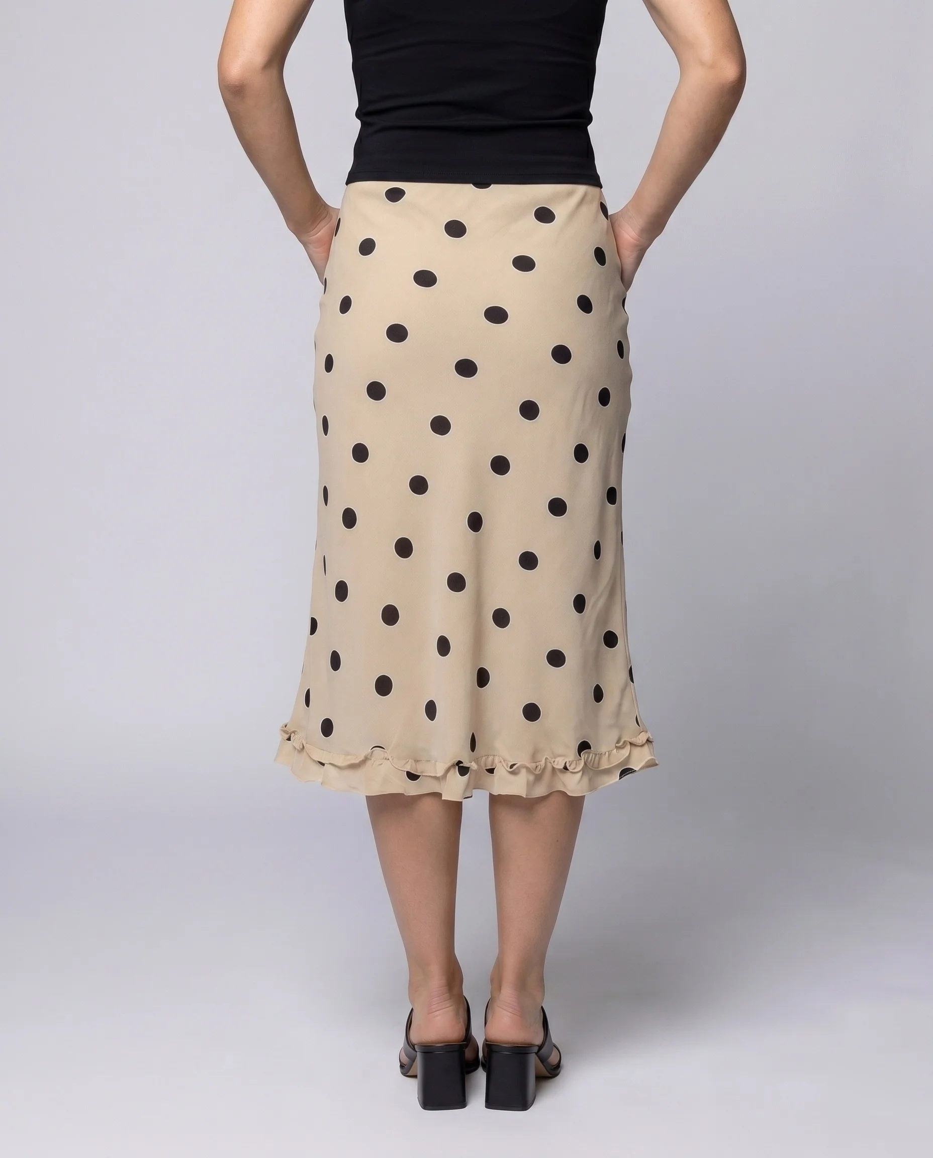 Damen Midi-Rock mit verspieltem Punktenmuster und elastischem Bund R&B - Image 2