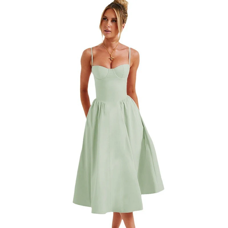 Damen Midikleid mit tailliertem Oberteil und fließendem Rock R&B - Image 5