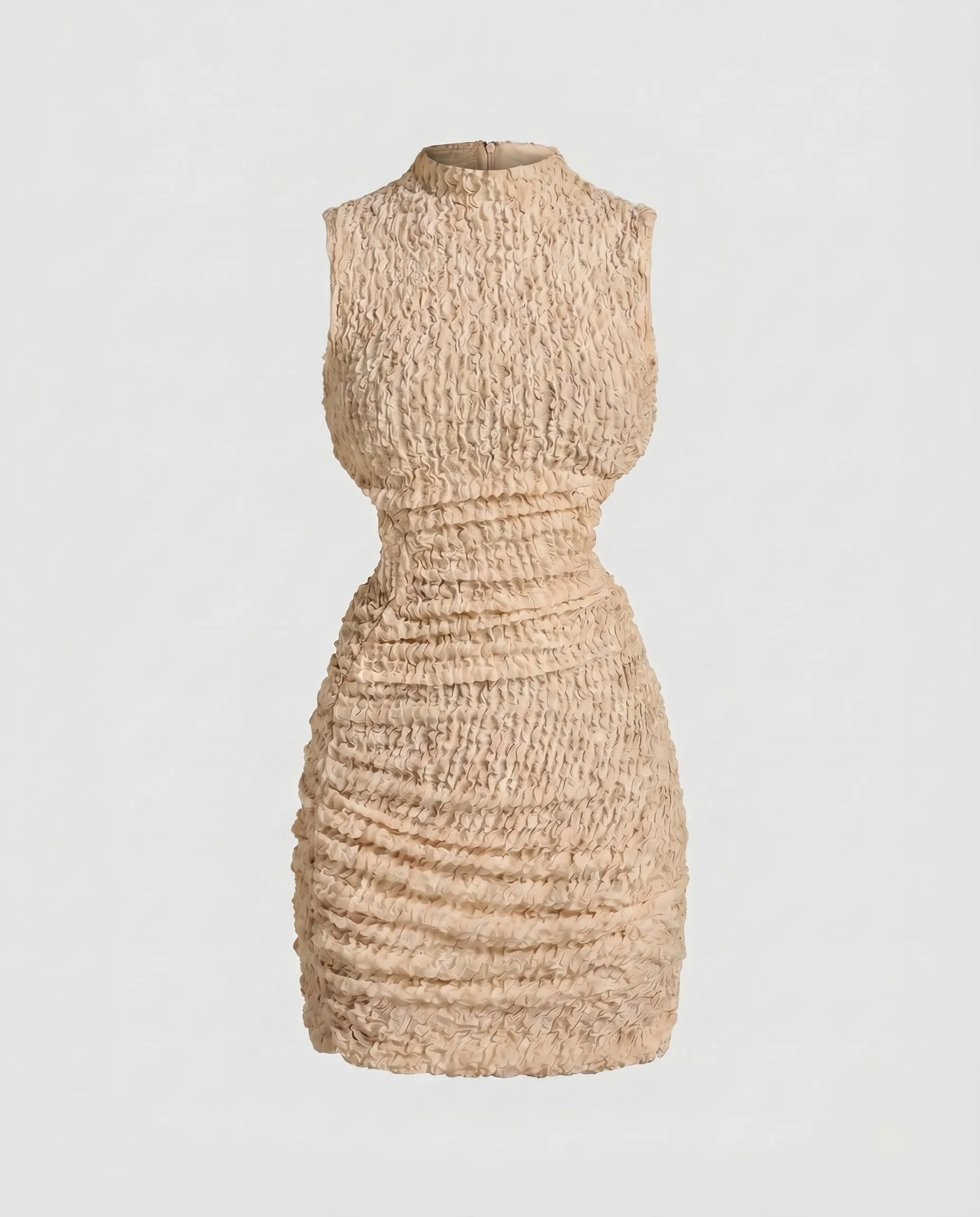Damen Mini-Jerseykleid mit raffiniertem Rüschendesign und hohem Kragen R&B - Image 6