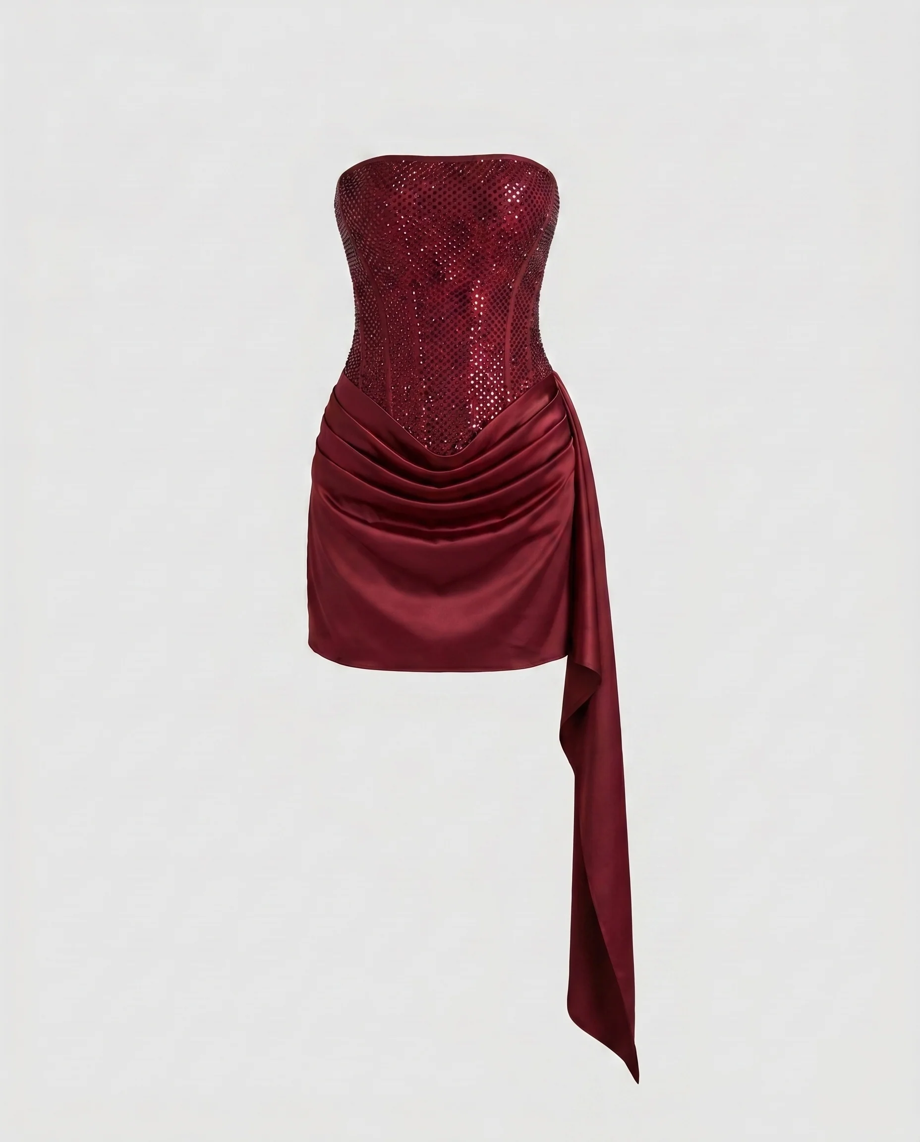 Damen Mini-Sekrete Kleid mit schimmerndem Bustier-Oberteil und asymmetrischer Drapierung R&B - Image 6