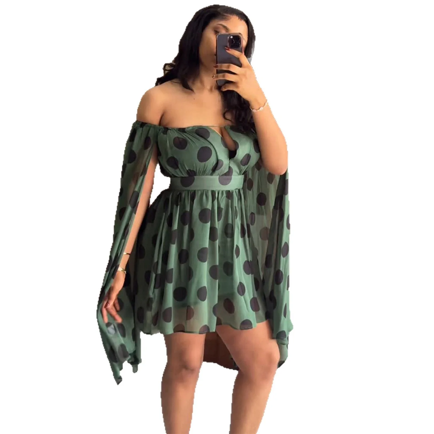 Damen Minikleid mit aufregendem Off-Shoulder Design und weit geschnittenen Ärmeln R&B - Image 5