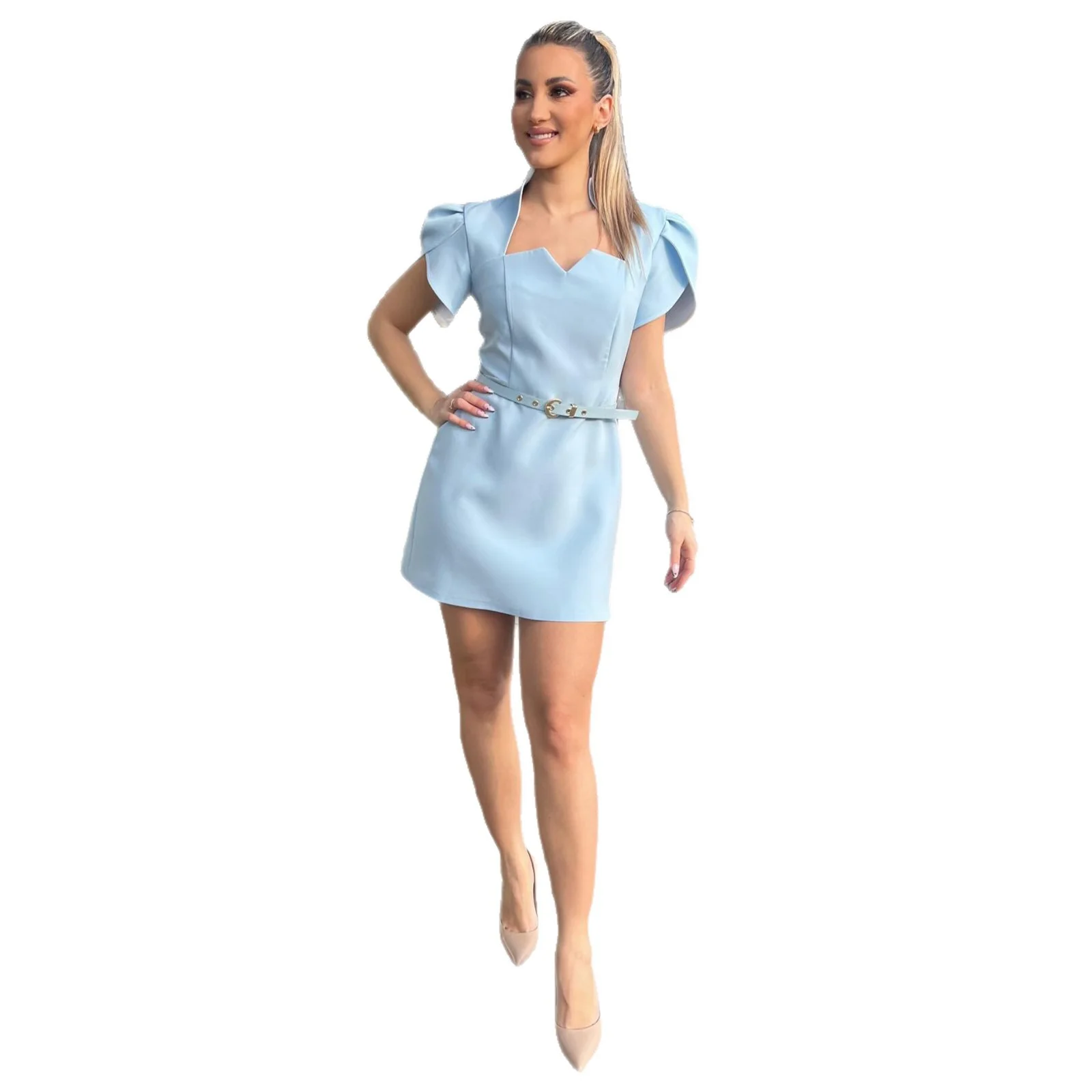Damen Minikleid mit elegantem Herz-Ausschnitt und voluminösen Puffärmeln R&B - Image 5