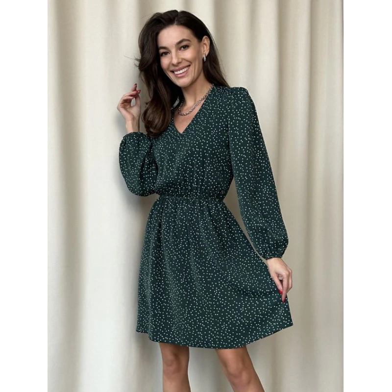 Damen Minikleid mit elegantem V-Ausschnitt und voluminösen Ärmeln R&B - Image 6