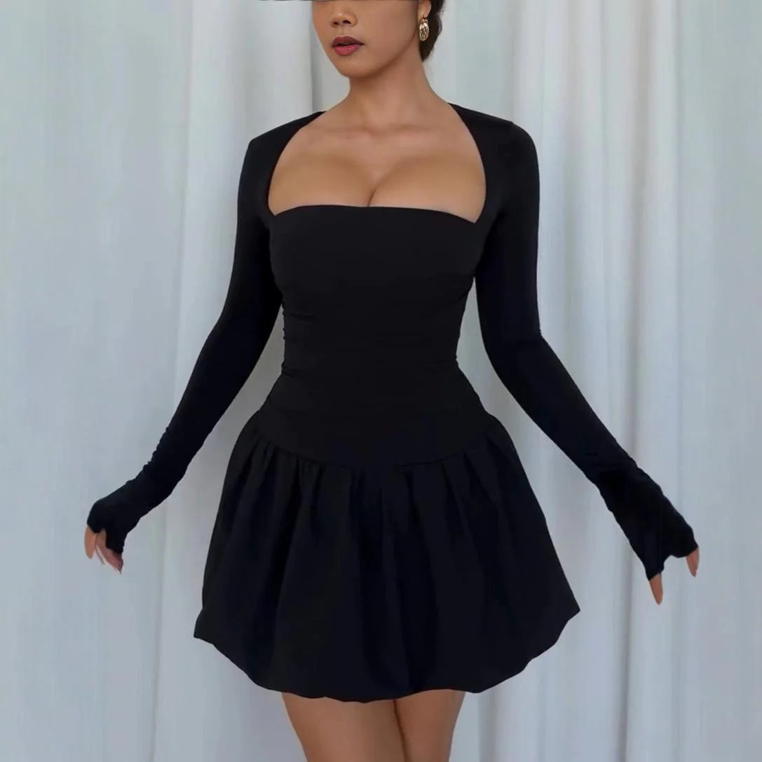 Damen Minikleid mit schulterfreiem Design und langem Arm R&B - Image 6