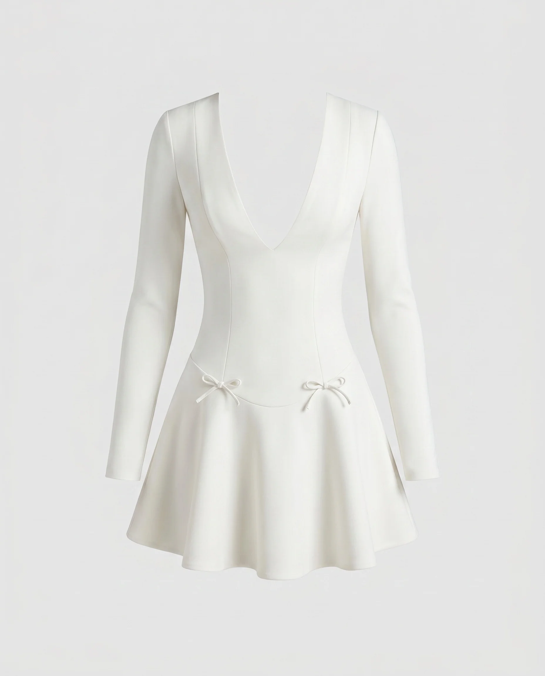 Damen Minikleid mit tiefem V-Ausschnitt und eleganter Rüschendetail R&B - Image 4