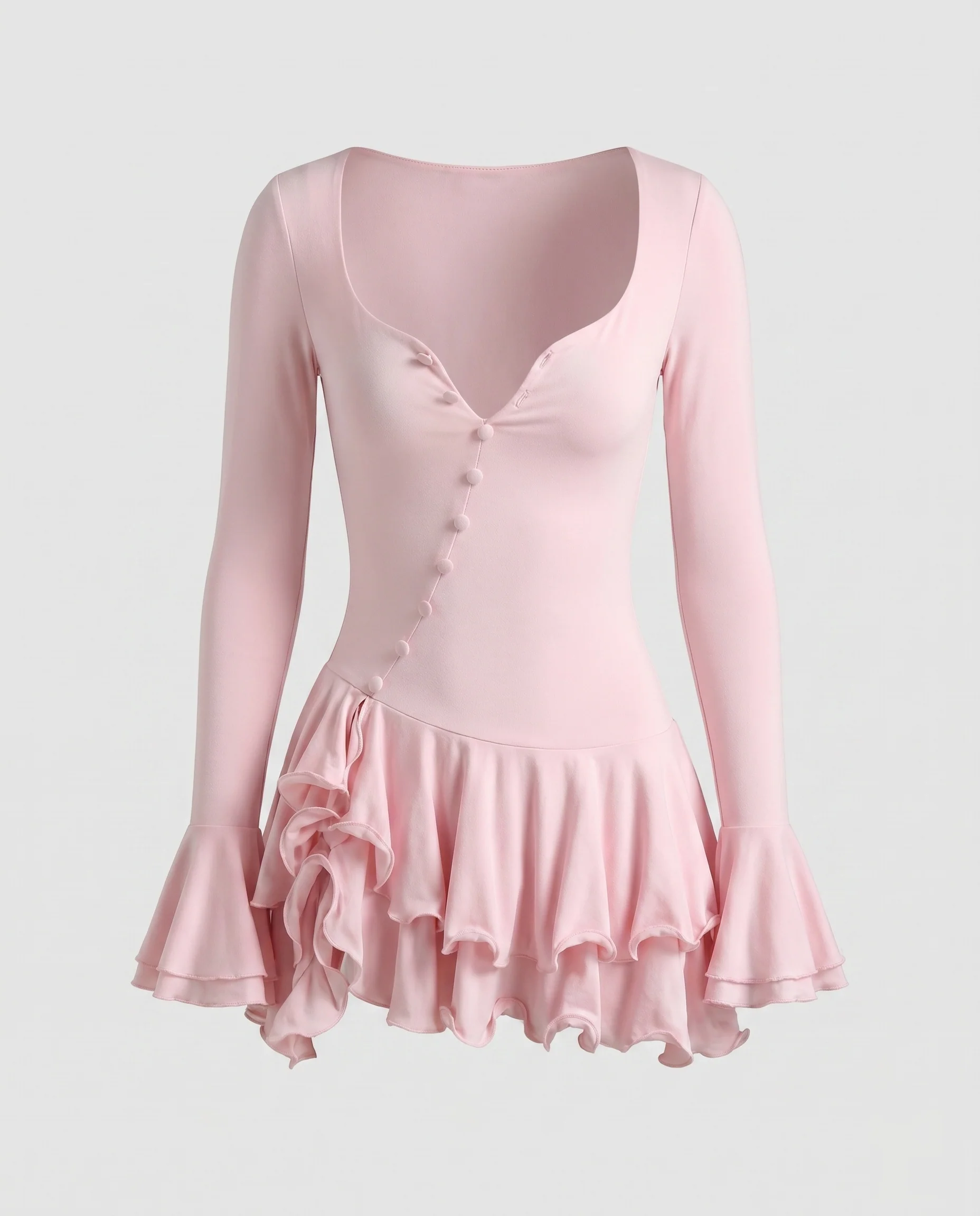 Damen Minikleid mit voluminösen Rüschensäumen und figurbetontem Schnitt R&B - Image 4