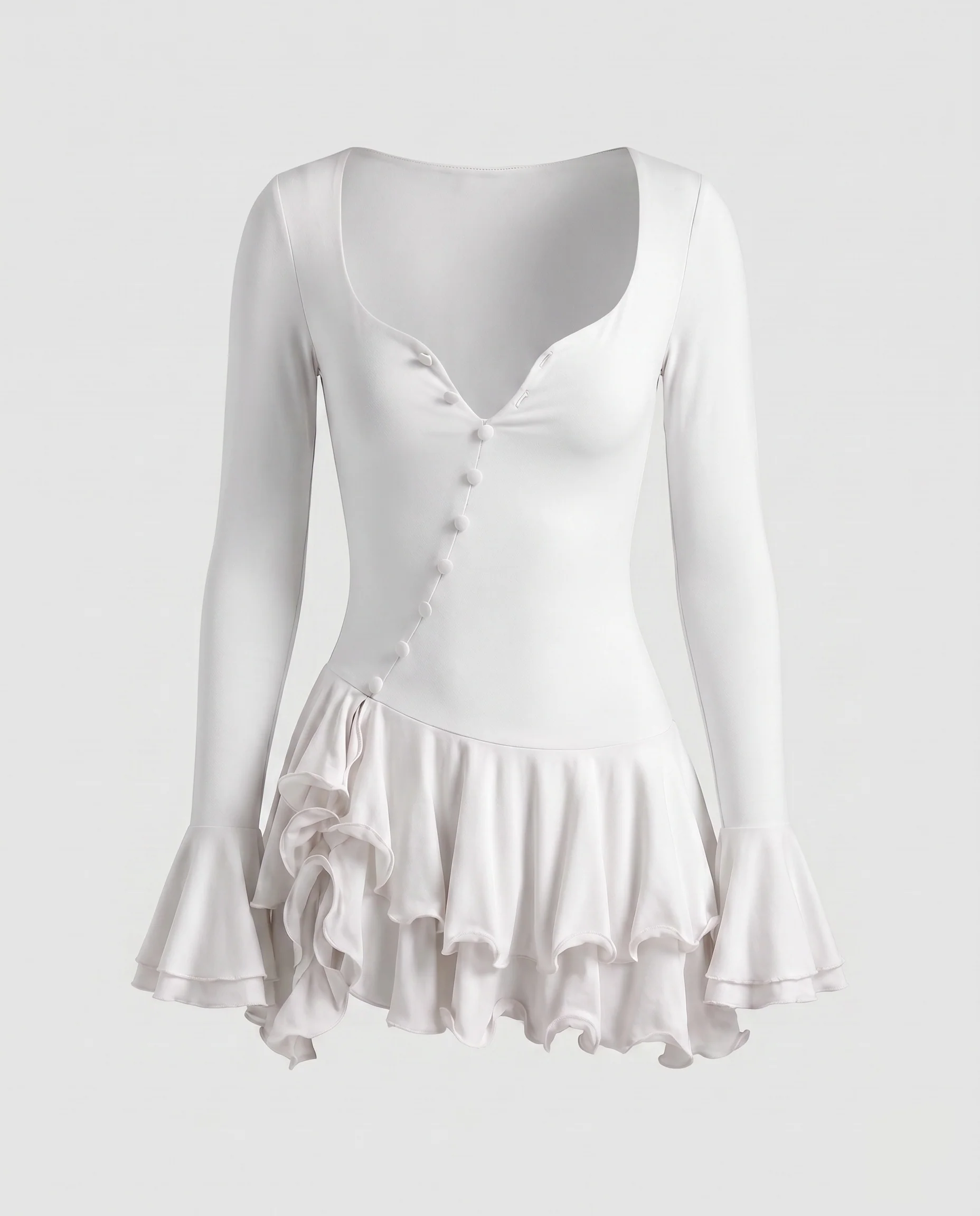 Damen Minikleid mit voluminösen Rüschensäumen und figurbetontem Schnitt R&B - Image 7