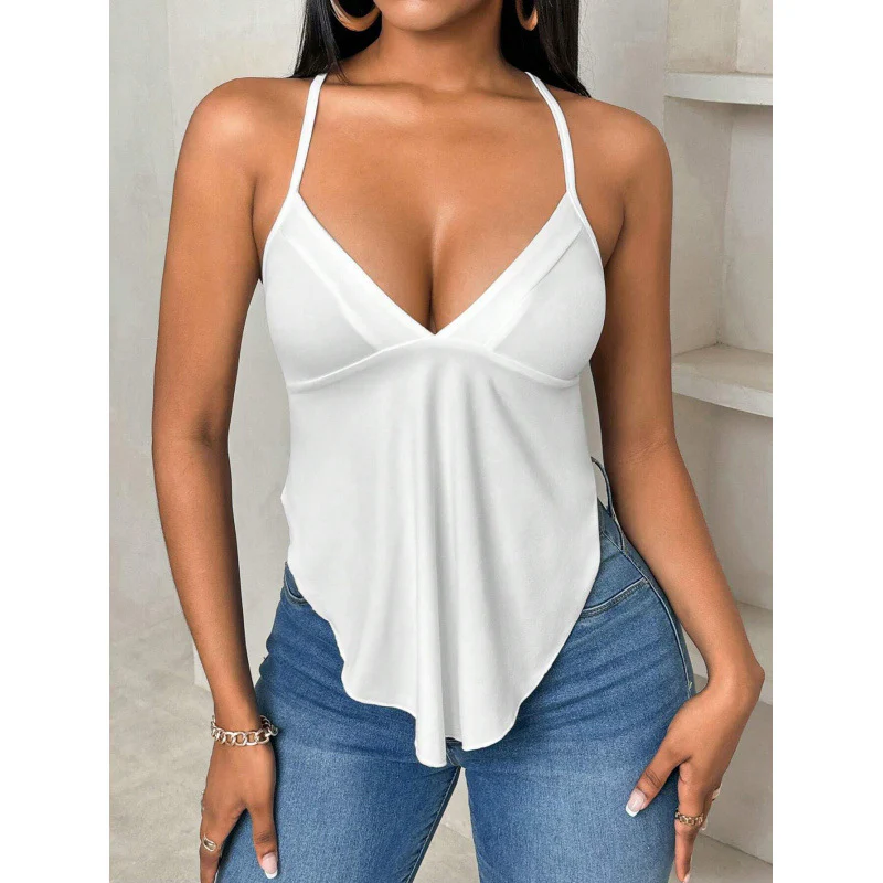 Damen Mit Spitzenabschluss geschnittenes Spaghetti-Top R&B - Image 3