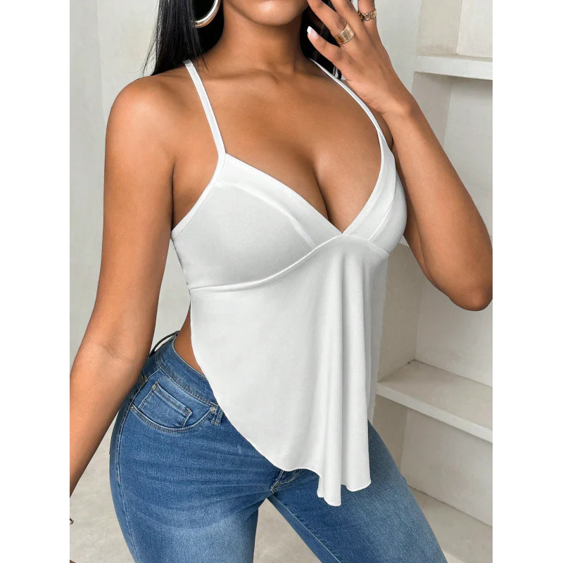 Damen Mit Spitzenabschluss geschnittenes Spaghetti-Top R&B - Image 4