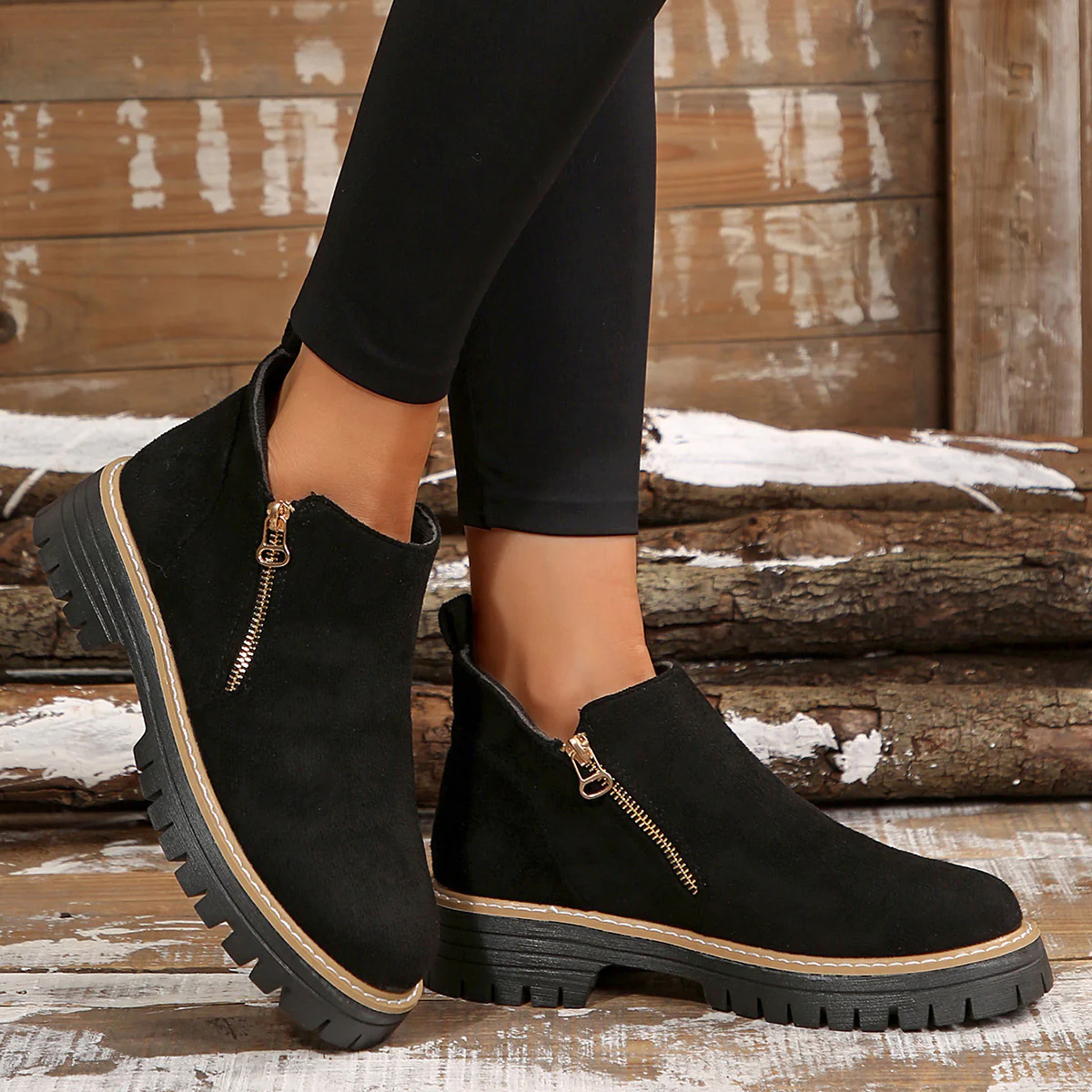 Damen moderne Ankle Boots mit praktischem Reißverschluss und rutschfester Sohle R&B - Image 2