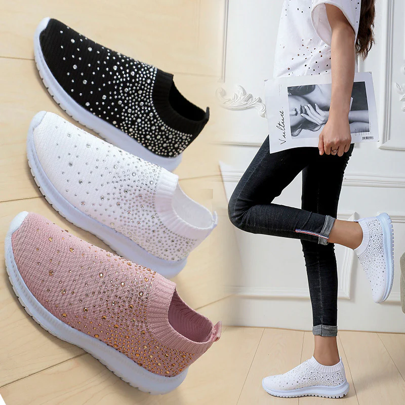 Damen modische Slip-On Sneakers mit funkelnden Verzierungen R&B - Image 4