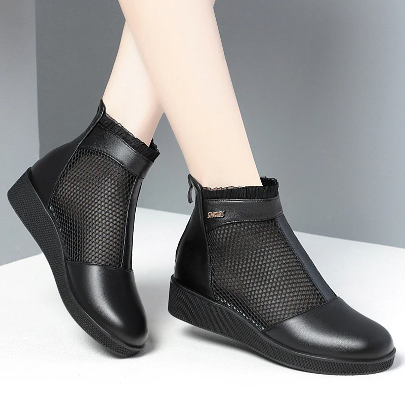 Damen Modische Ankle Boots mit Netzstruktur und elegantem Rüschenabschluss R&B - Image 4