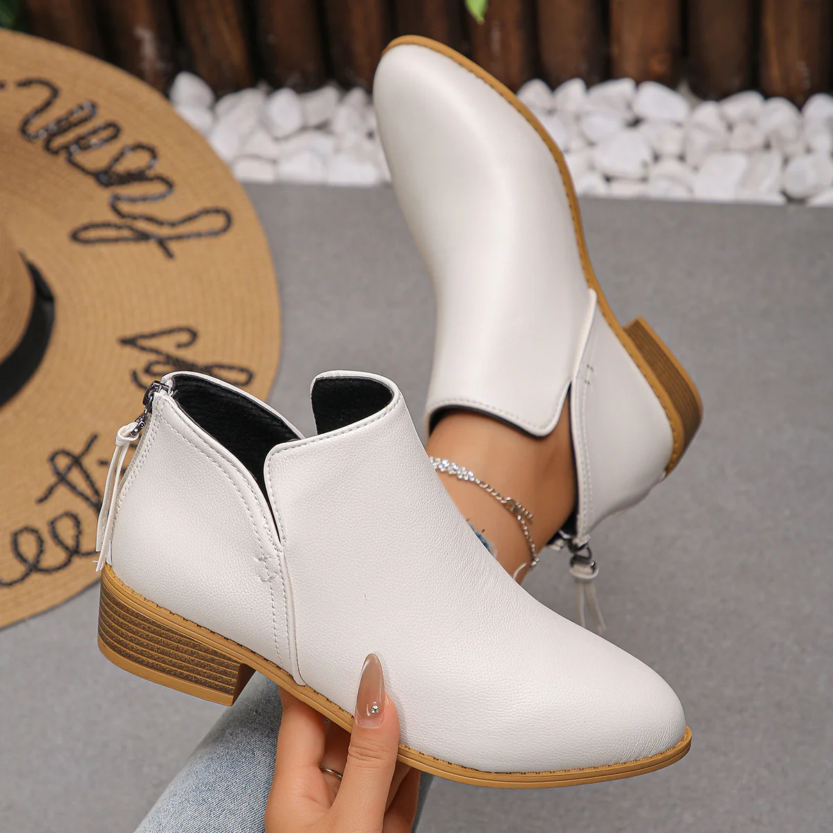 Damen modische Ankle Boots mit seitlichem Reißverschluss und geschmackvollem Design R&B - Image 10