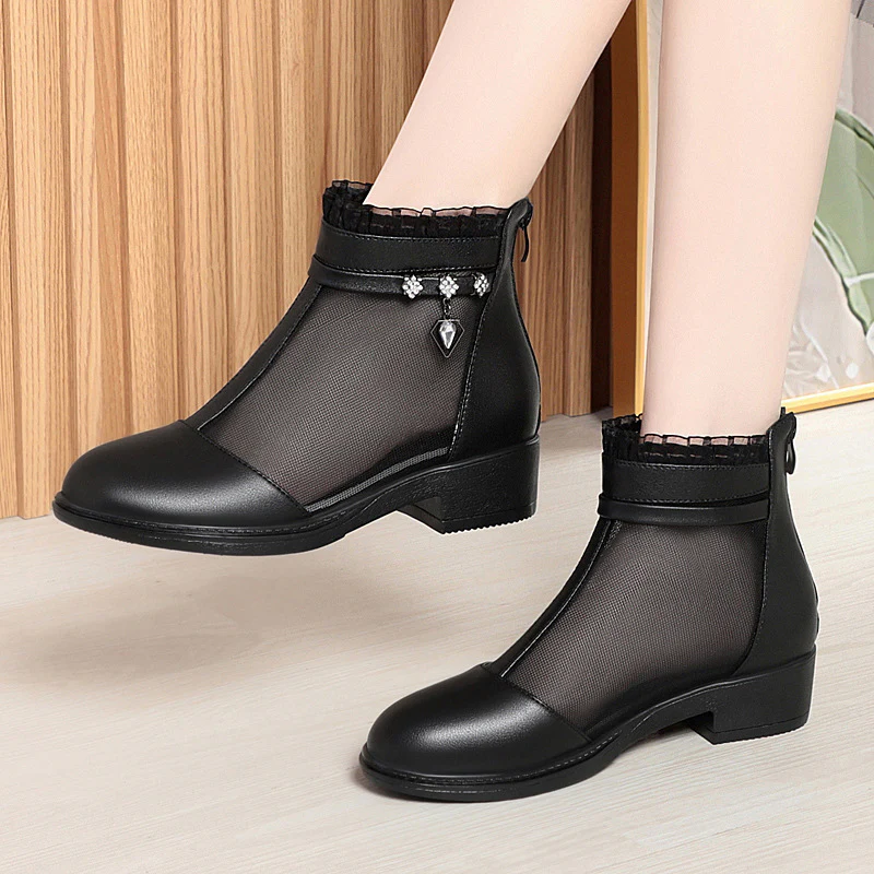Damen Modische Ankle Boots mit transparentem Mesh-Einsatz und eleganten Schmuckdetails R&B - Image 7