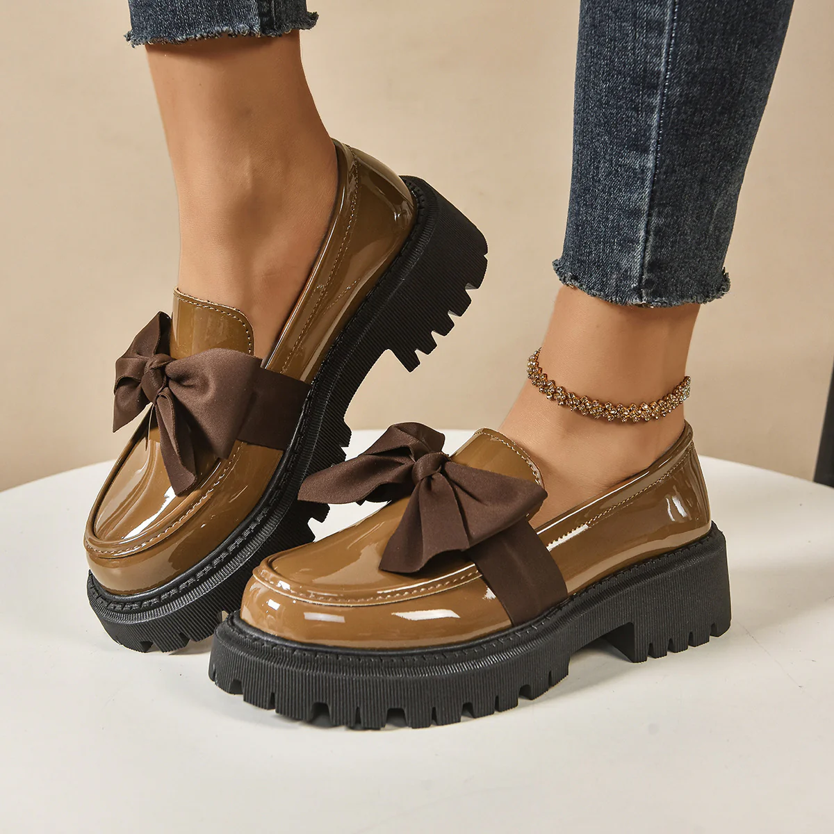 Damen modische Ballerinas mit dekorativer Schleifenverzierung und rutschfester Sohle R&B - Image 6