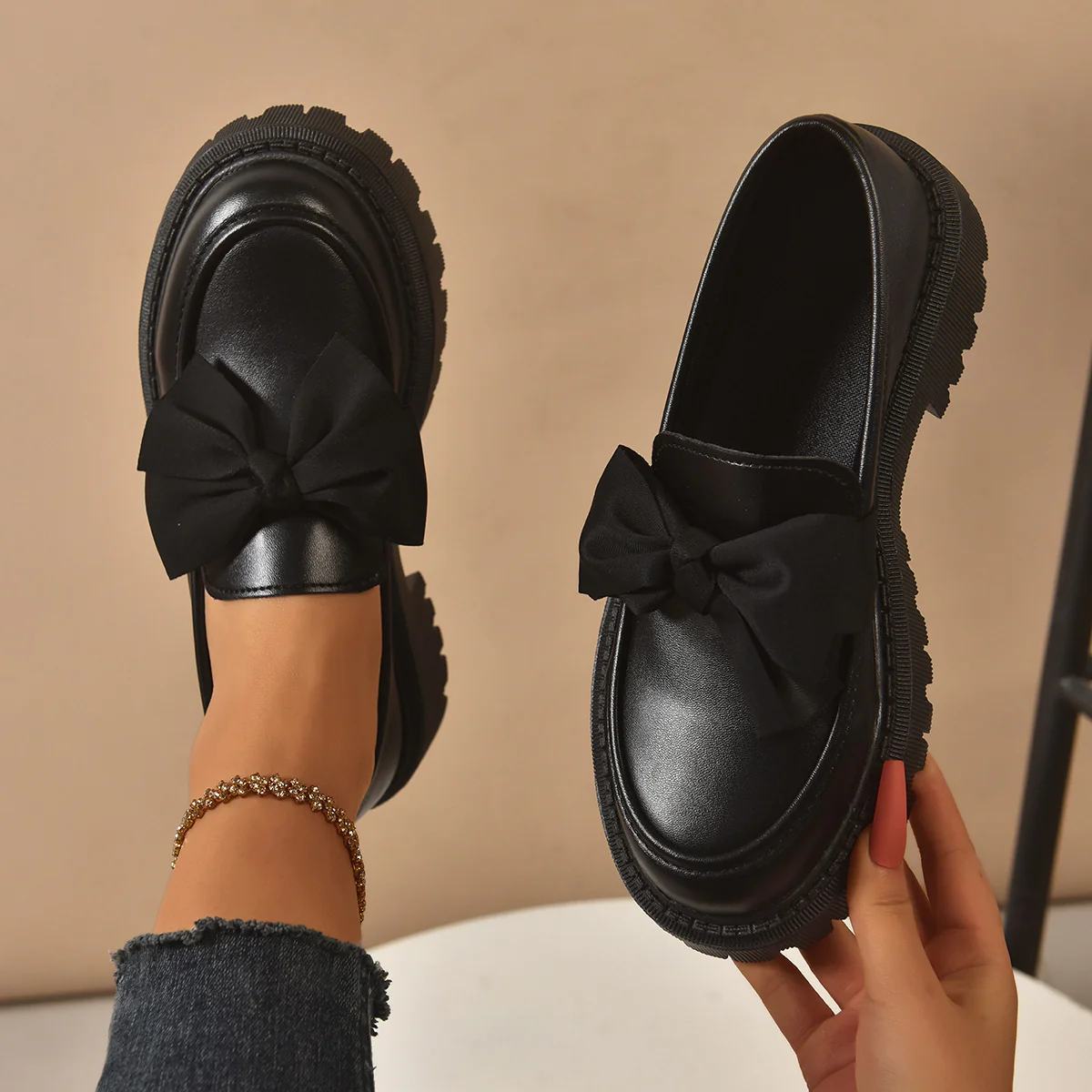 Damen modische Ballerinas mit dekorativer Schleifenverzierung und rutschfester Sohle R&B - Image 8