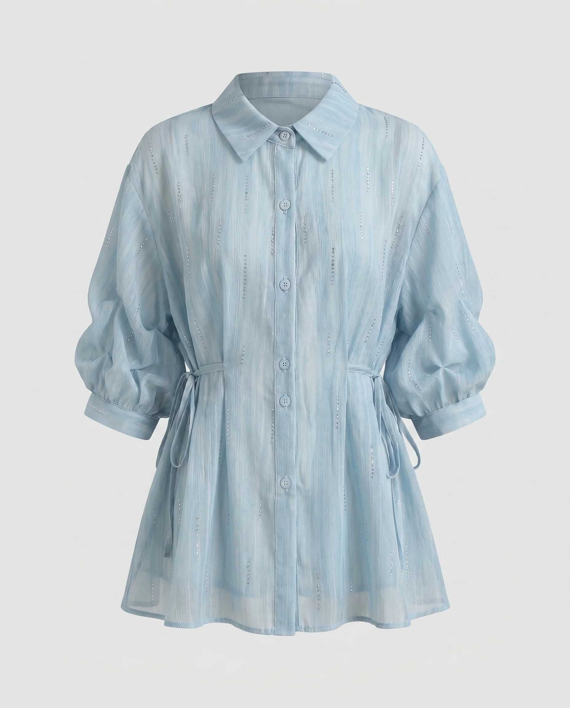 Damen Modische Bluse mit Rüschendetails und taillierbarem Design R&B - Image 5