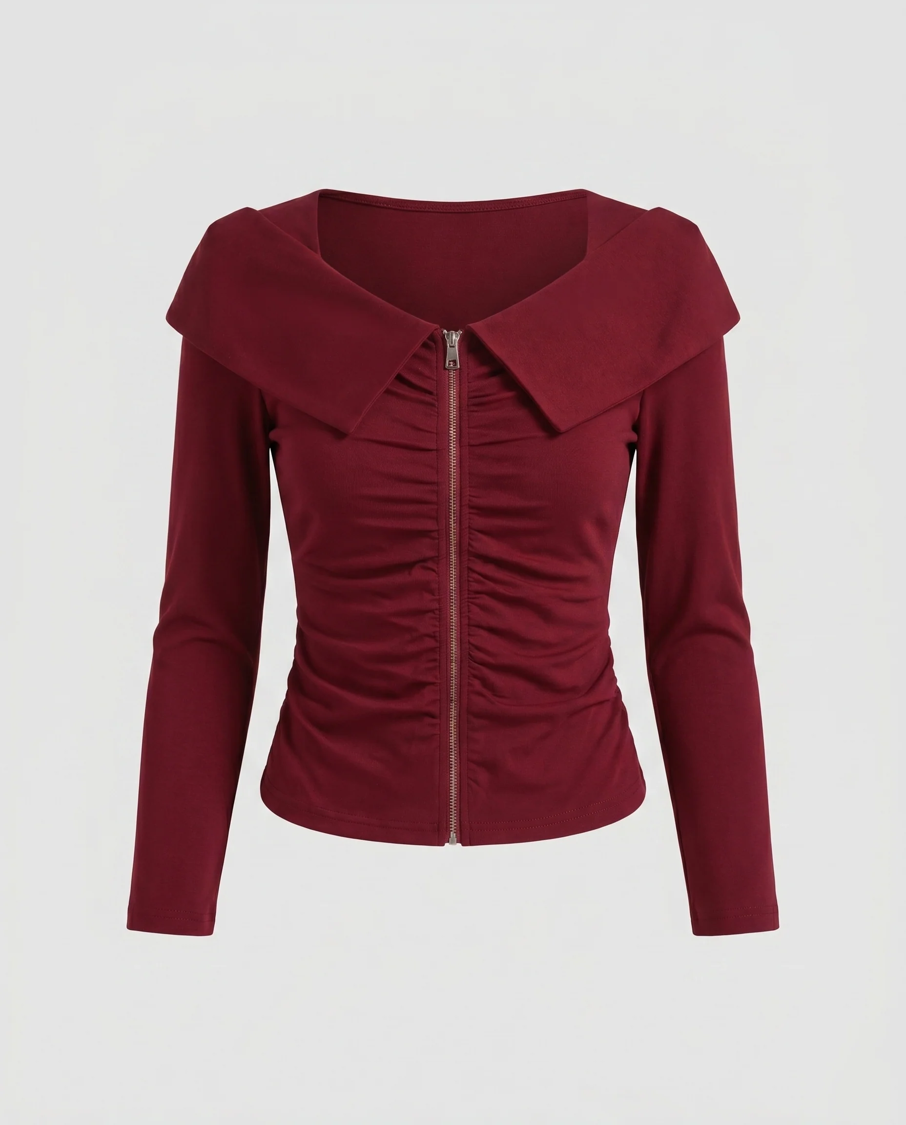 Damen Modische Bluse mit strukturiertem Kragen und Raffungen R&B - Image 5