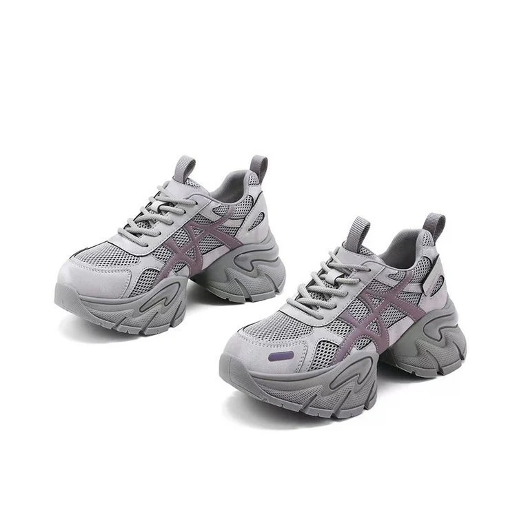 Damen modische Chunky Sneakers mit atmungsaktivem Mesh-Obermaterial und verstellbarem Schnürsystem R&B - Image 5