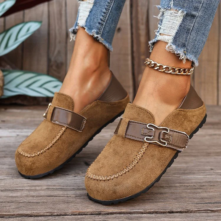 Damen modische Clogs mit dekorativen Schnallen und komfortabler Profilsohle R&B - Image 4