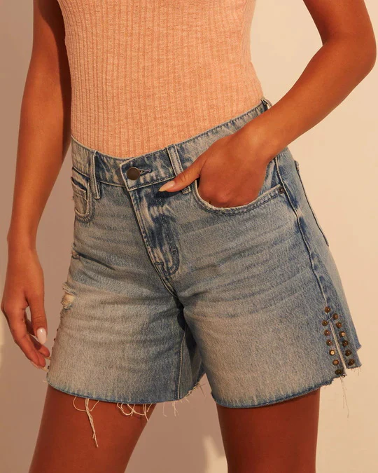 Damen modische Destroyed Denim-Shorts mit Nietenverzierung R&B - Image 6