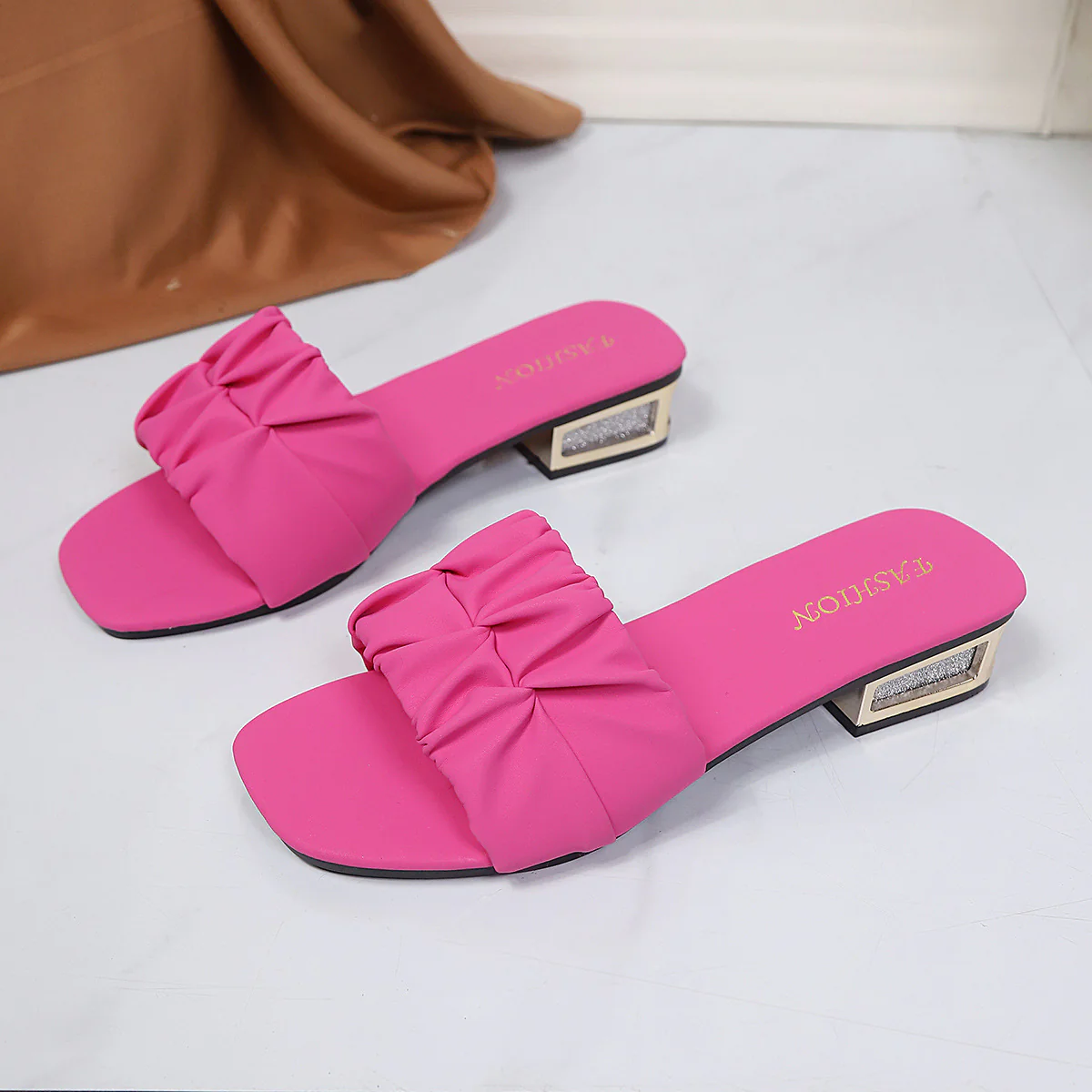 Damen Modische Flachsandalen mit elegantem Rüschendesign und stilvollem Blockabsatz R&B - Image 7