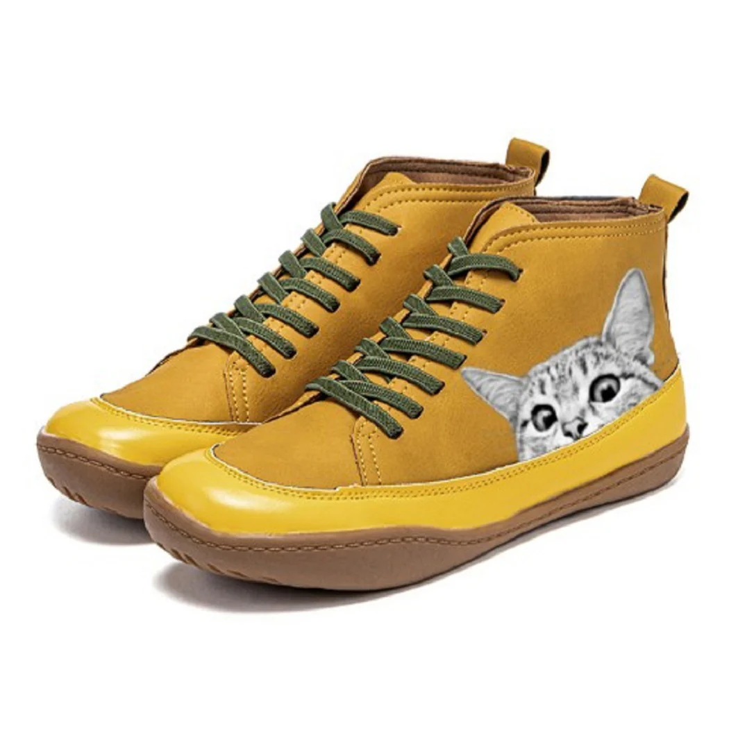 Damen Modische High-Top Sneaker mit künstlerischem Katzenmotiv R&B - Image 6