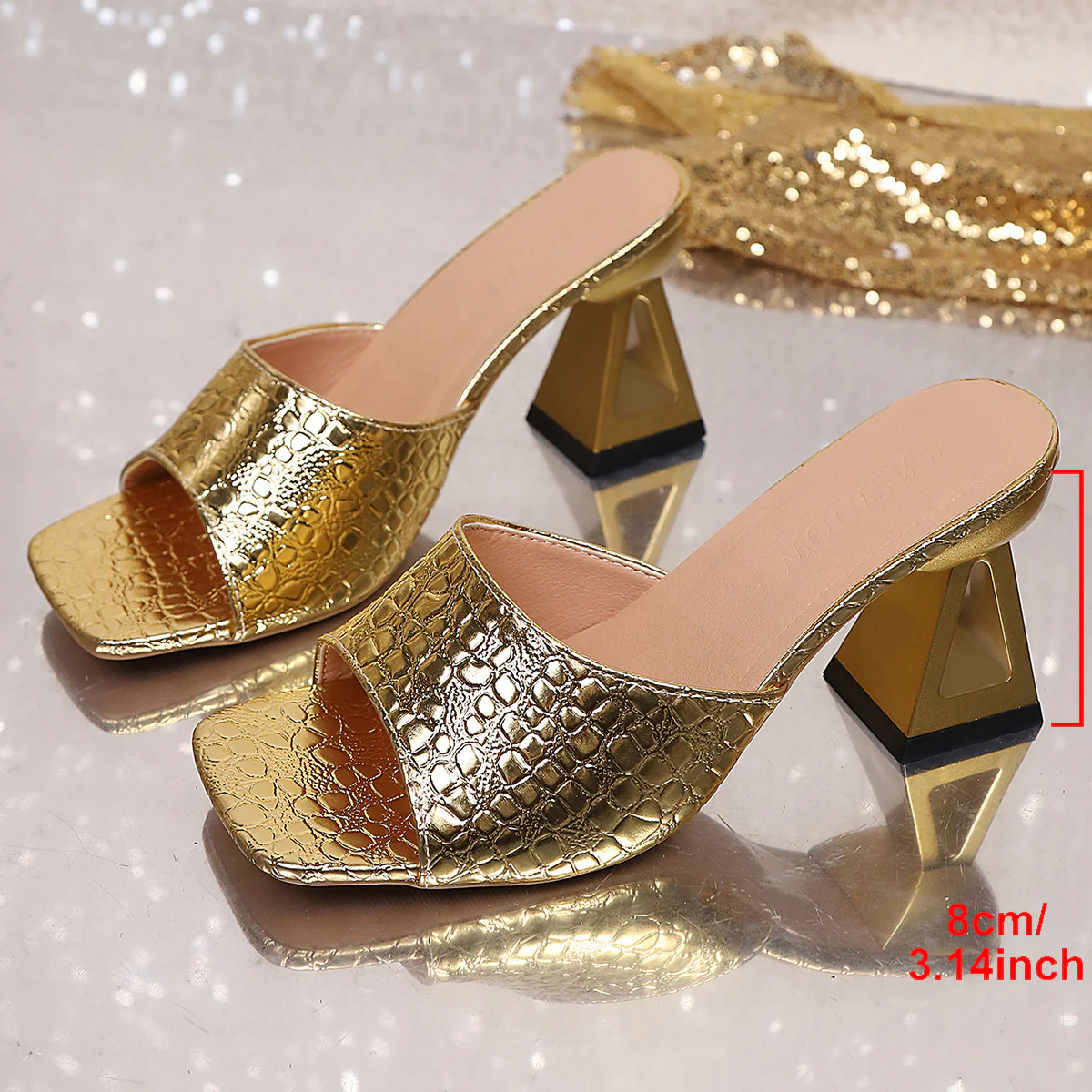 Damen Modische Klapp-Heels mit strukturiertem Blockabsatz R&B - Image 6