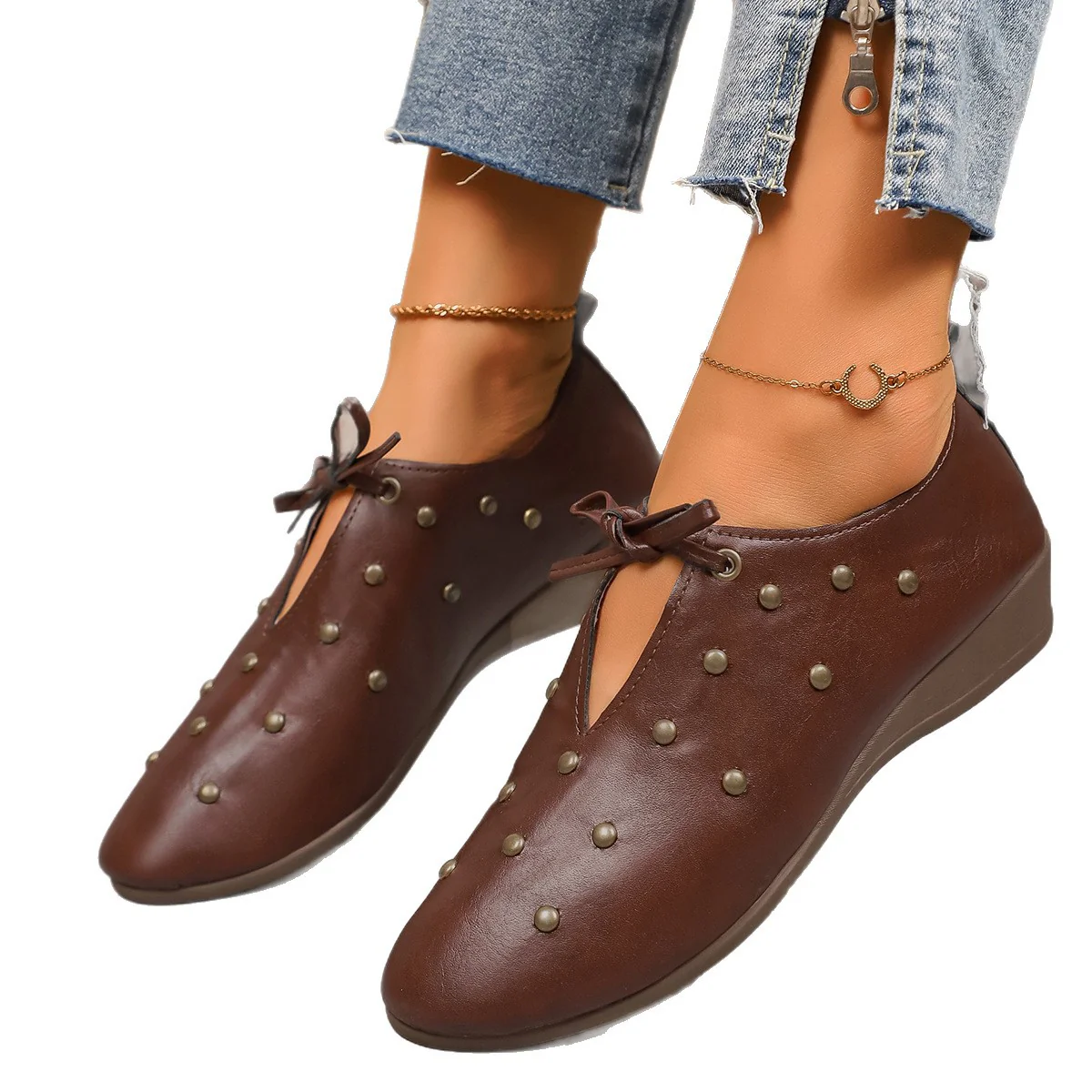 Damen modische Mokassins mit stylischem Nieten-Design und komfortablem Fußbett R&B - Image 5