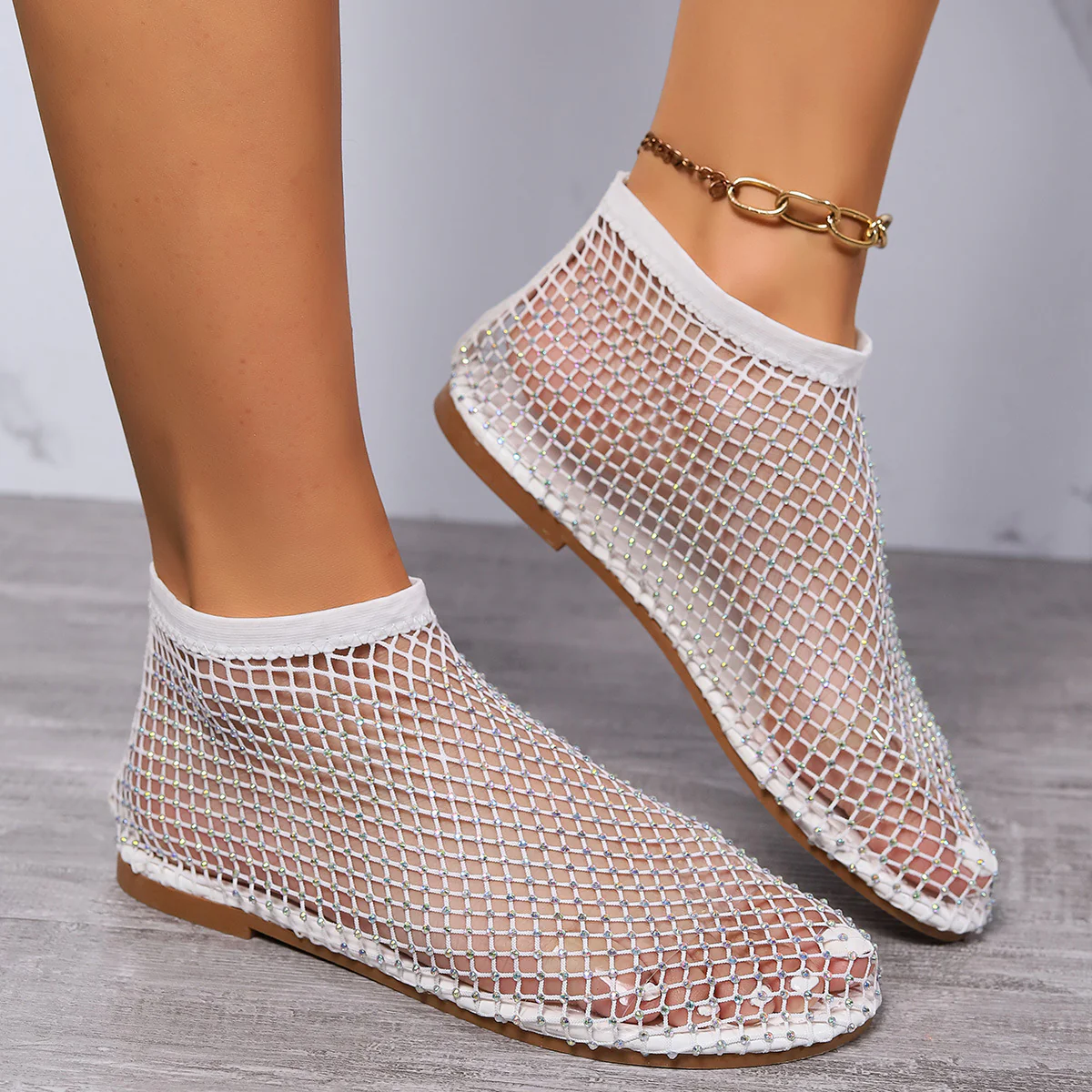 Damen Modische Netzsandalen mit funkelnden Kristallakzenten und elastischem Riemen R&B - Image 3