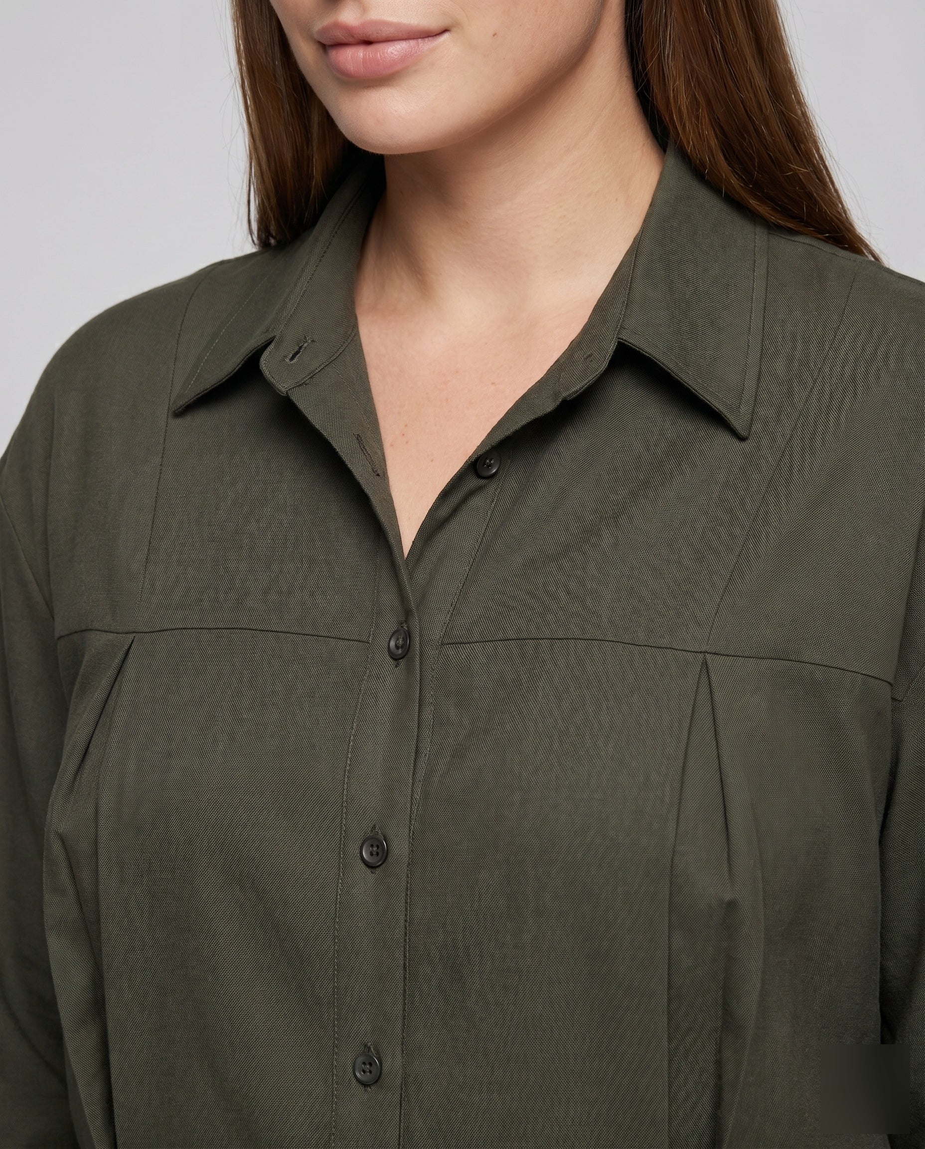 Damen modische Overshirt-Bluse aus strukturiertem Material - Image 3