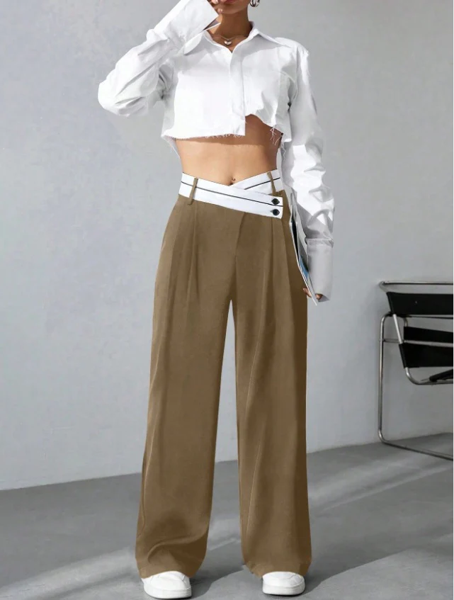 Damen Modische Palazzo-Hose mit asymmetrischem Bund R&B - Image 8