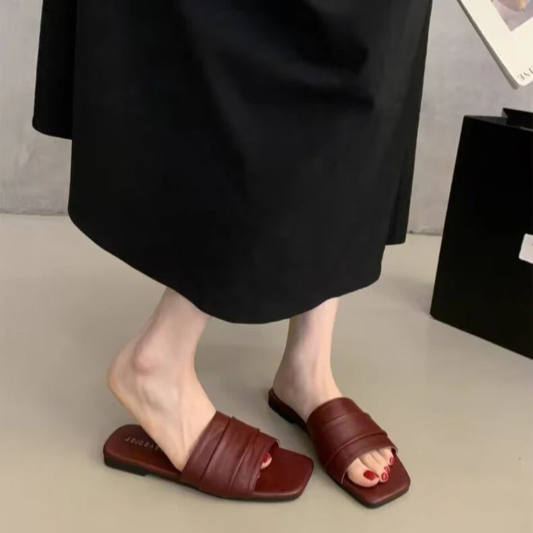 Damen modische Pantoletten mit breitem Textilriemen und rutschfester Sohle R&B - Image 2