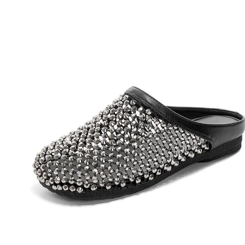 Damen modische Pantoletten mit eleganter Strassverzierung und bequemer Sohle R&B - Image 3