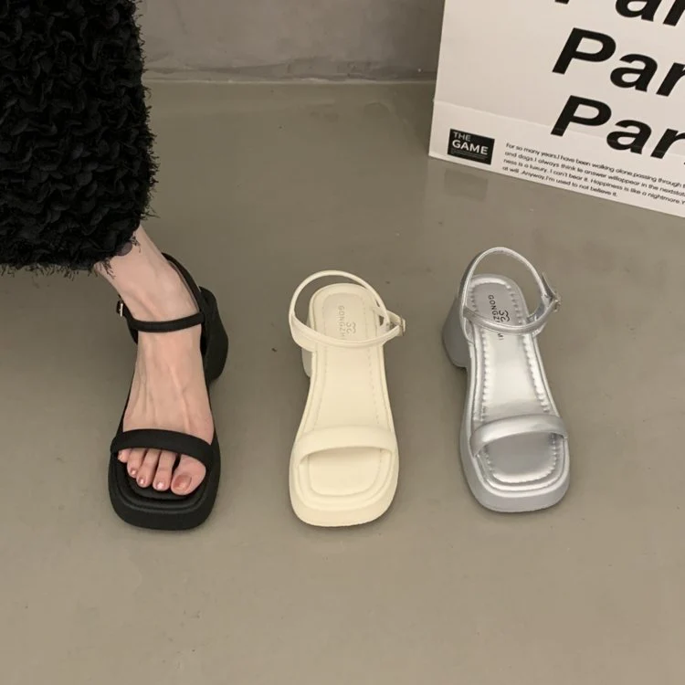 Damen modische Plateau-Sandalen mit verstellbarem Riemen und rutschfester Sohle R&B - Image 3