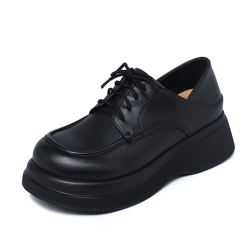 Damen Modische Plateau-Schnürschuhe mit glänzendem Lackfinish und komfortablem Fußbett R&B - Image 5