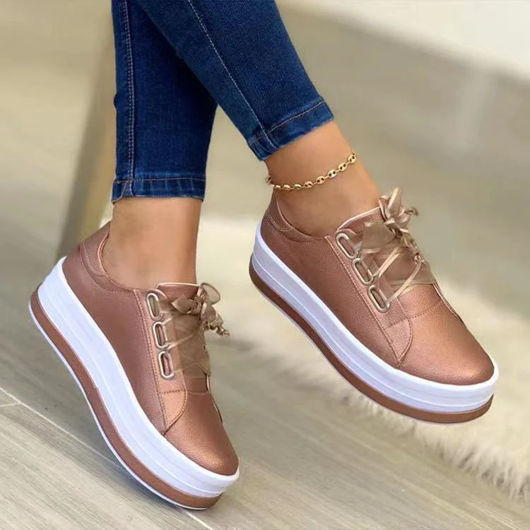 Damen modische Plateau-Sneaker mit glänzendem Obermaterial und komfortabler Sohle R&B - Image 9